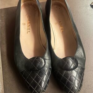 CHANEL Black Quilted Flats 39.5 - US 9.5